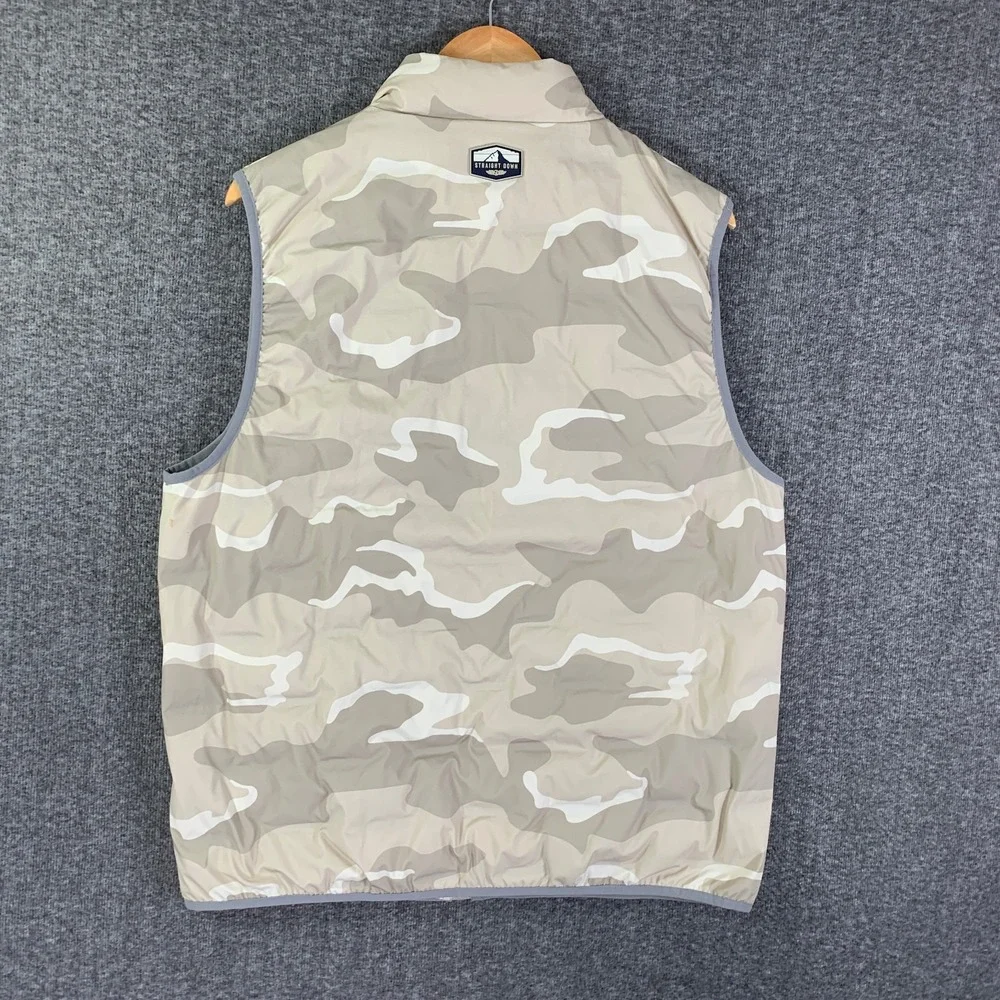 Straight Down Peak Vest Men Large Camo Goose Down Puffer Golf Performance Modern